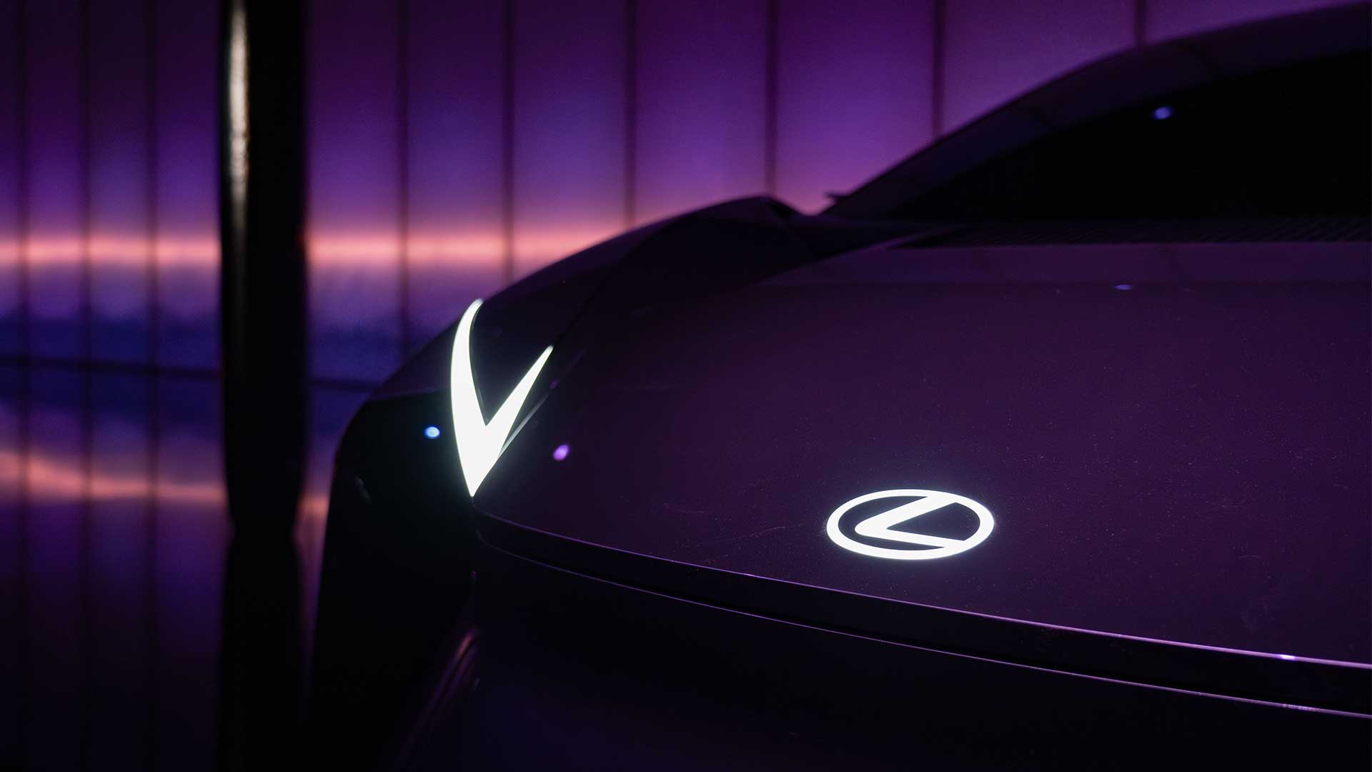 A Lexus concept artwork against purple lights