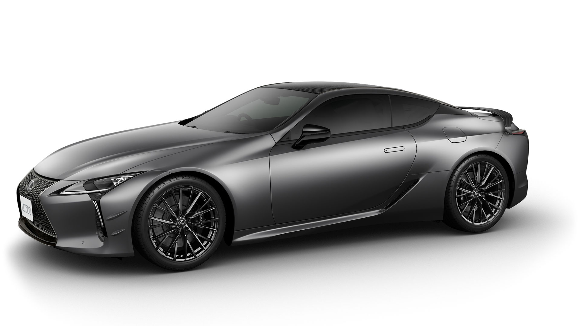 The Lexus LC 500 Special Edition Coupe in grey metallic matte finish on a white background